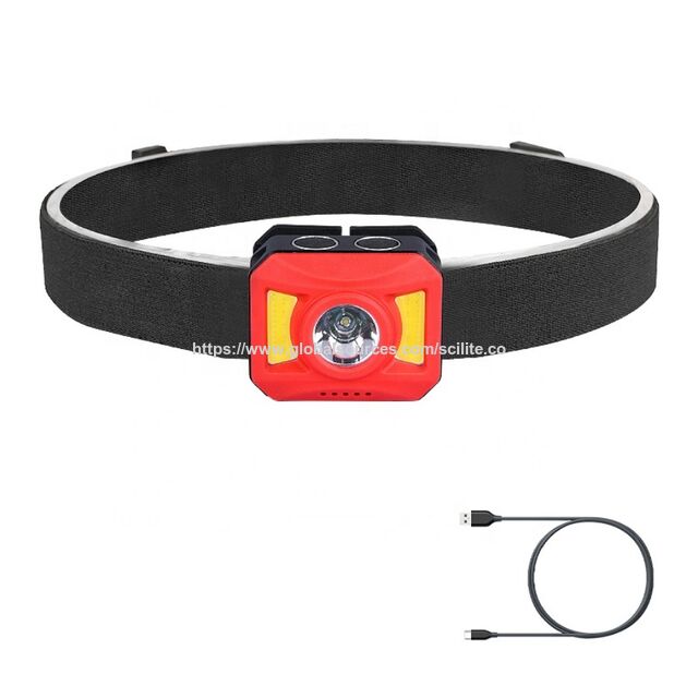 Super Mini Type C Fast Charging Waterproof White and Red Cob Led Light 3W Rechargeable Sensor LED Headlamp