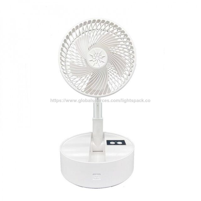 Kipas Angin Berdiri Osilasi Kipas Meja Pengisian Daya USB/Baterai, Teleskopik dan Dapat Dilipat, Remote Control, Kantor, Apartemen, Kamar Tidur, Aluminium