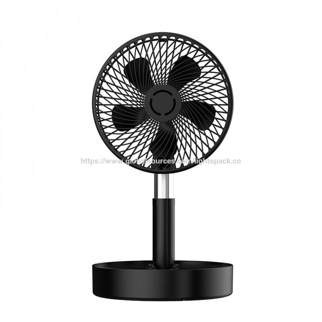Kipas Angin Berdiri Osilasi Kipas Meja Pengisian Daya USB/Baterai, Teleskopik dan Dapat Dilipat, Remote Control, Kantor, Apartemen, Kamar Tidur, Aluminium