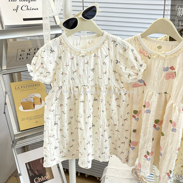 Babykleid Palast Retro bestickt, kurzärmeliges Partykleid für Mädchen