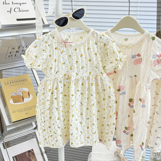 Babykleid Palast Retro bestickt, kurzärmeliges Partykleid für Mädchen