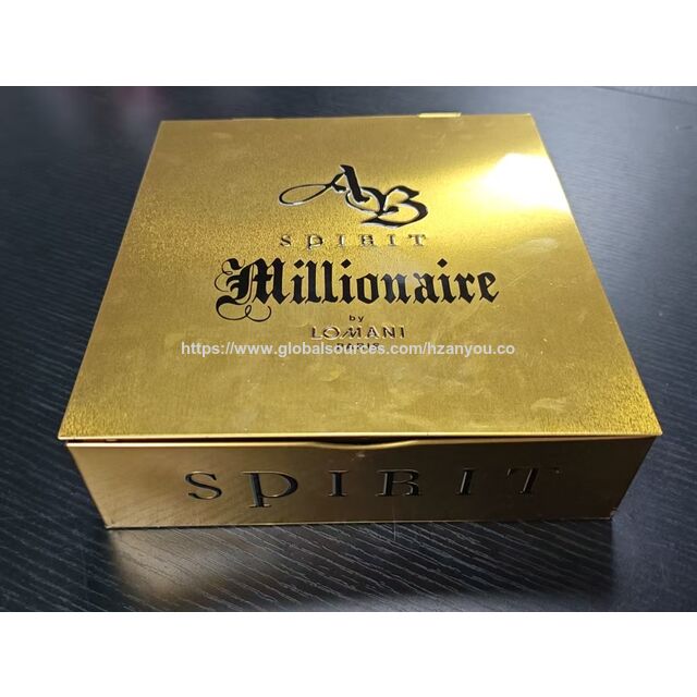Hochwertige goldene Blechgeschenkbox für Luxusduft