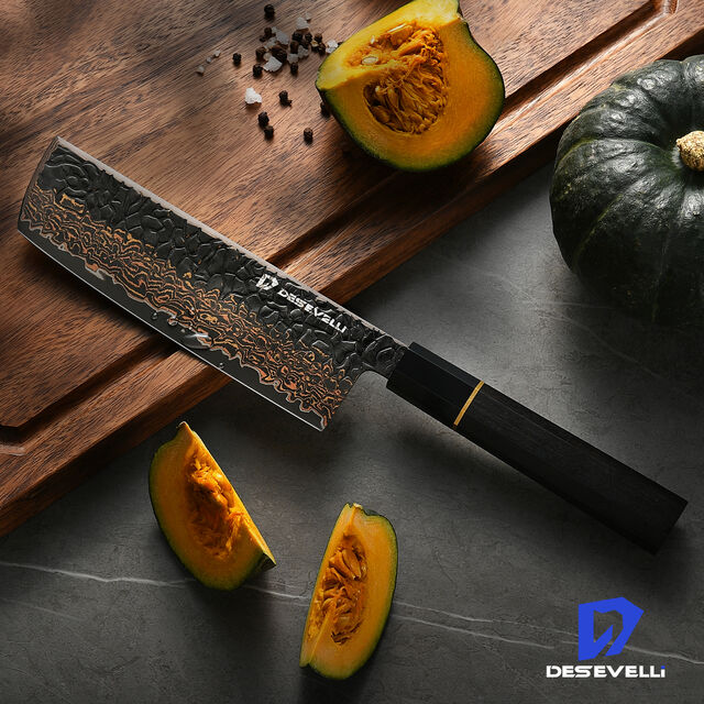 Couteaux de Cuisine Damas Cuivre Vente en Gros de Haute Qualité, Couteau de Chef Professionnel pour la Cuisine avec Noyau en Acier Japonais VG10