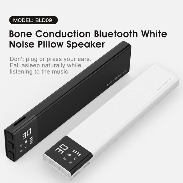 Haut-parleur d'écoute osseuse avec surveillance du sommeil, mini haut-parleur Bluetooth sans fil avec écran LED, oreiller ABS conçu pour soulager le stress