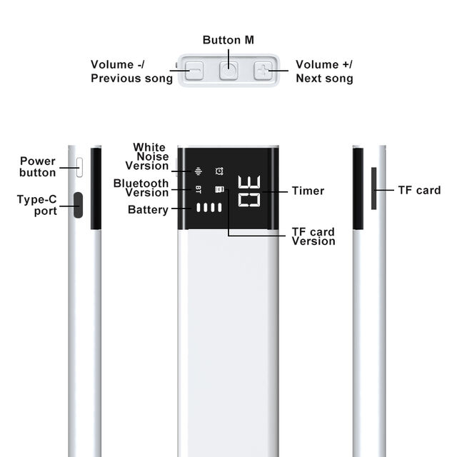 Haut-parleur d'écoute osseuse avec surveillance du sommeil, mini haut-parleur Bluetooth sans fil avec écran LED, oreiller ABS conçu pour soulager le stress