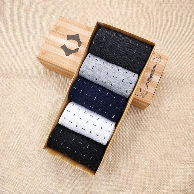 Wholesale Pattern Design Plain Argyle Office Socks Gift Set Formal Business Men's Dress Crew Socks Custom Box