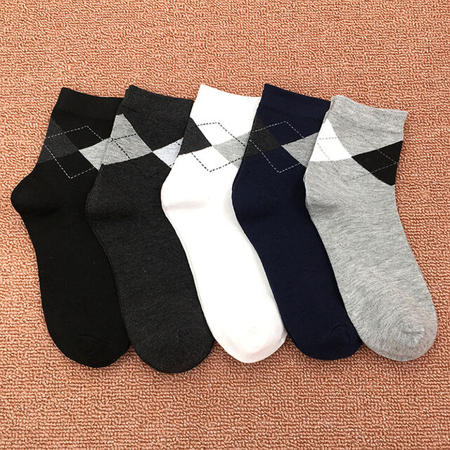 Wholesale Pattern Design Plain Argyle Office Socks Gift Set Formal Business Men's Dress Crew Socks Custom Box
