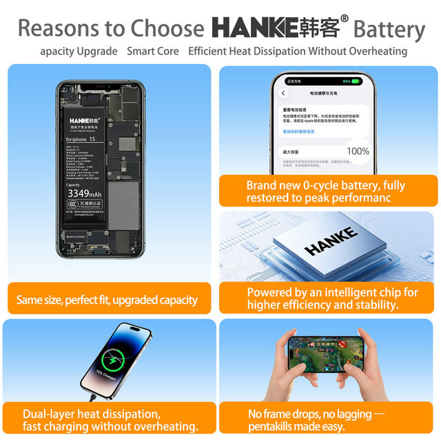 Direct Usine : Nouvelle Batterie Haute Tension & Haute Capacité 0 Cycle pour iPhone 15 Pro Max, Pas de Pop-ups lors des Diagnostics