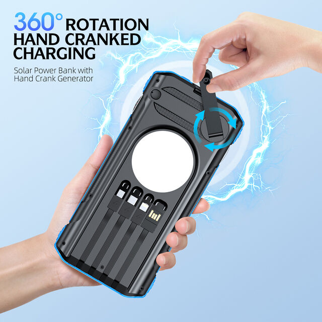 OEM+ ABS+ Solar POWER BANK 40000mah 360 ROTATION HAND CRANKED CHARGING BUILT-IN COMPASS & THERMOMETER CHARGE 7DEVICES
