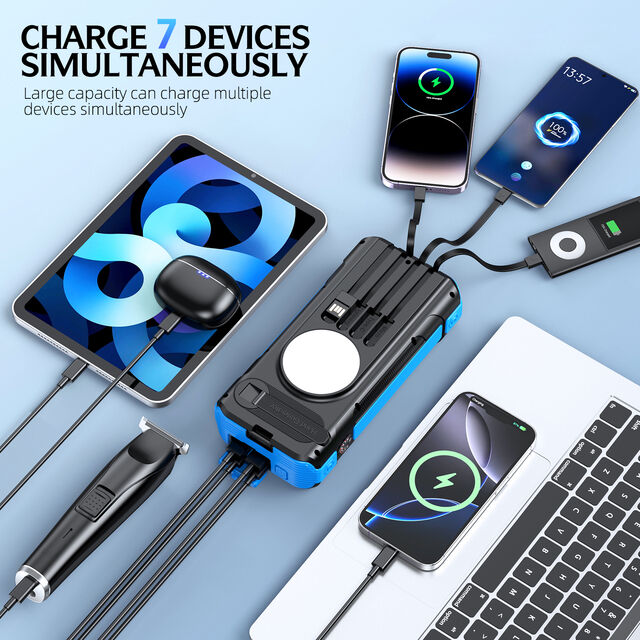 OEM+ ABS+ Solar POWER BANK 40000mah 360 ROTATION HAND CRANKED CHARGING BUILT-IN COMPASS & THERMOMETER CHARGE 7DEVICES