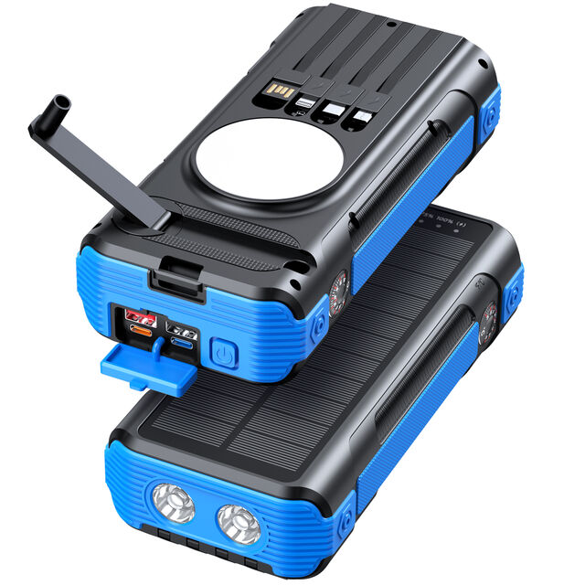 OEM+ ABS+ Solar POWER BANK 40000mah 360 ROTATION HAND CRANKED CHARGING BUILT-IN COMPASS & THERMOMETER CHARGE 7DEVICES