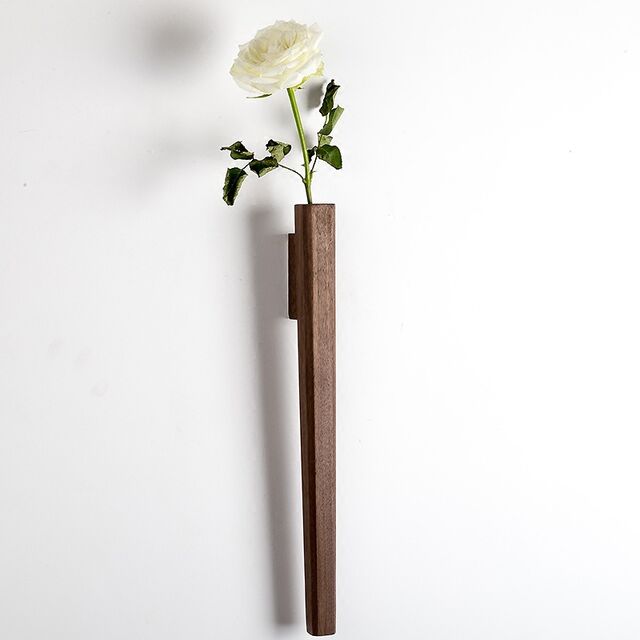 Vaso de Parede de Madeira Estilo Japonês, Minimalista, Montado na Parede, para Flores, Hidropônico, Decoração de Sala de Estar e Quarto
