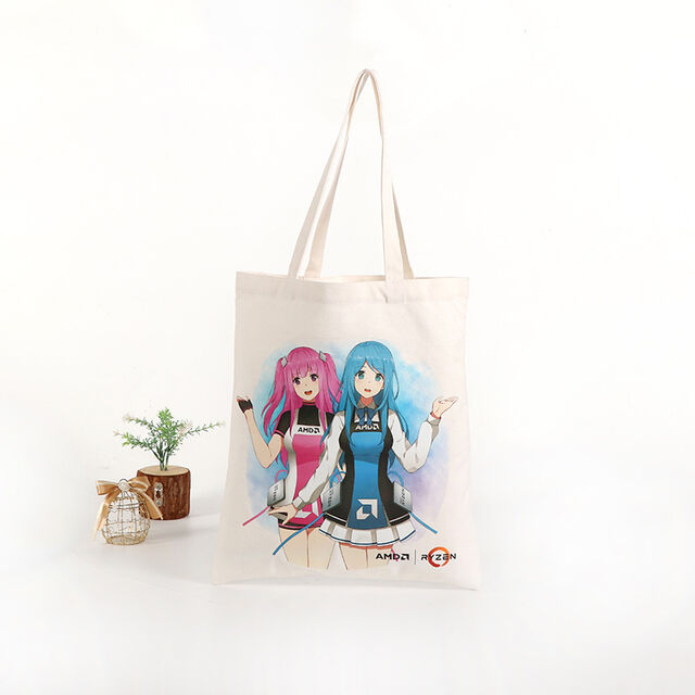 Canvas tote bag with built-in logo, printed in color by digital sublimation, for hand carrying.