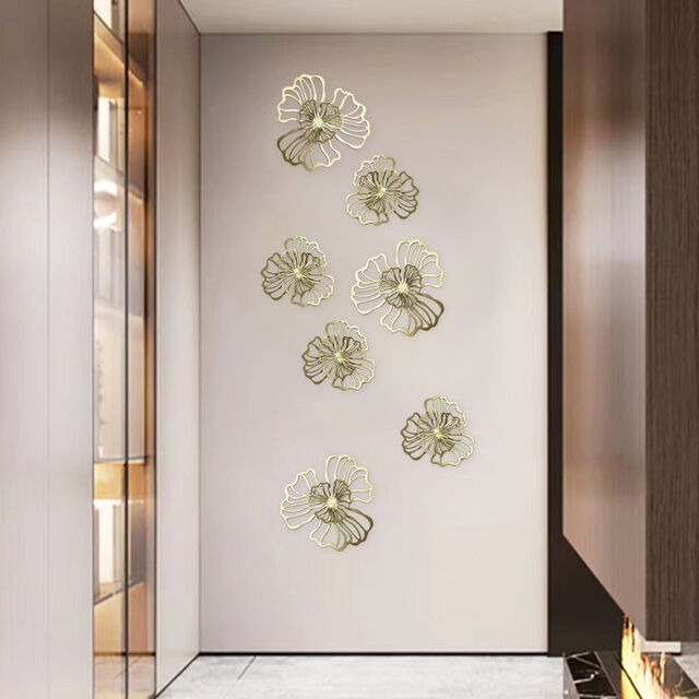 Decoração de Parede Pendurada em Metal Oco com Flores de Dupla Camada Multicolorida - Arte Floral de Ferro para Sala de Estar, Quarto, Hotel, Decoração de Casa