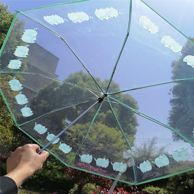 Transparent Umbrella, Student Triple Fold Umbrella, Long Handle Umbrella, Personalized Artistic Umbrella