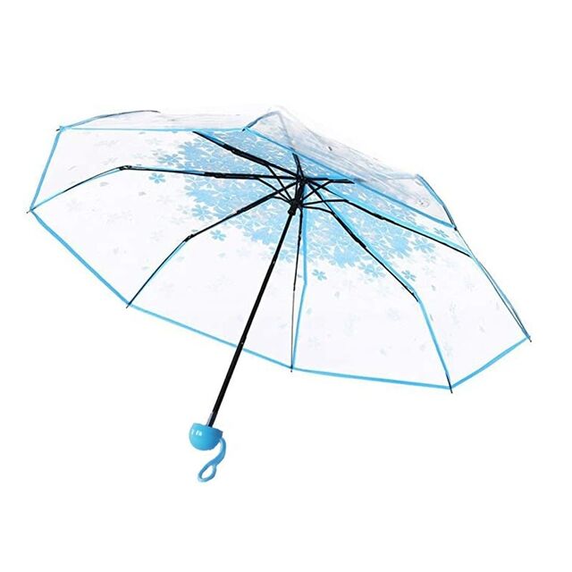 Transparent Umbrella, Student Triple Fold Umbrella, Long Handle Umbrella, Personalized Artistic Umbrella