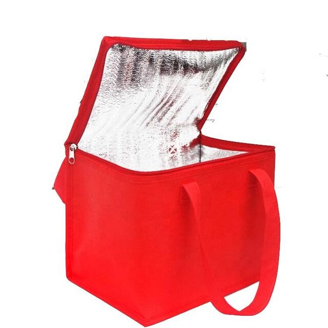 Custom Logo Promotional Supermarket Grocery Lunch Thermal Bag Insulated Non Woven Seafood Cooler Bag With Handle Cake