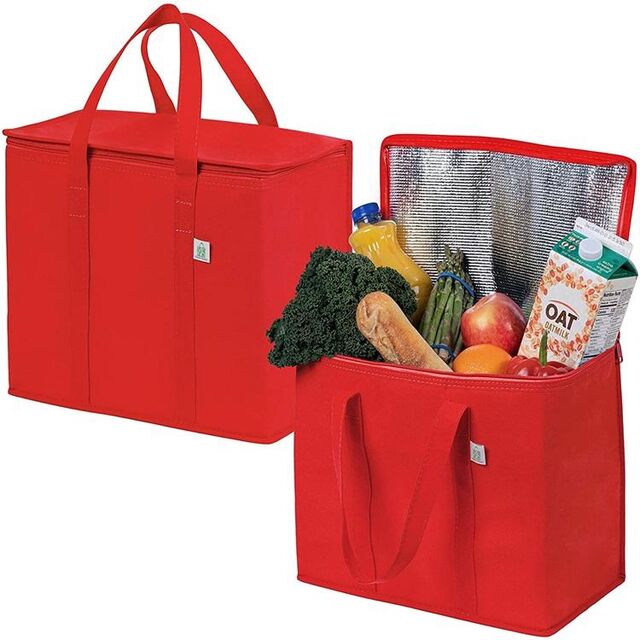 Custom Logo Promotional Supermarket Grocery Lunch Thermal Bag Insulated Non Woven Seafood Cooler Bag With Handle Cake