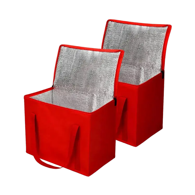 Custom Logo Promotional Supermarket Grocery Lunch Thermal Bag Insulated Non Woven Seafood Cooler Bag With Handle Cake