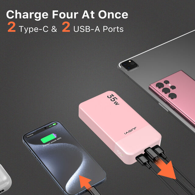 Fornecedor Direto de Fábrica, Power Bank 35W 20000mAh com Carga Rápida, Display Digital e Cabo C para C, Compatível com Todos os Dispositivos