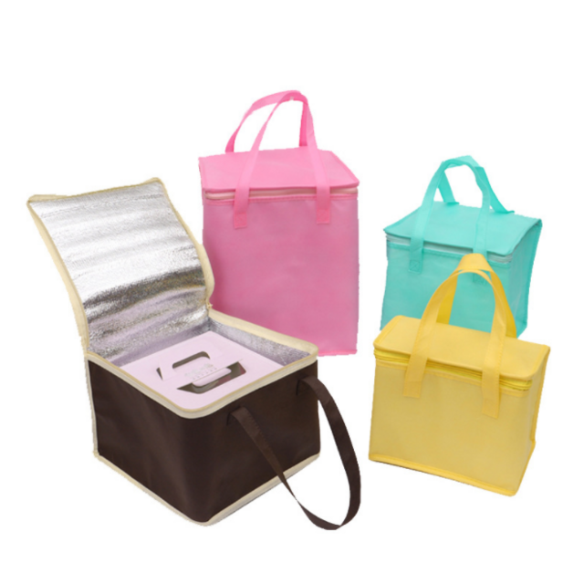Custom Logo Promotional Insulated Thermal Food Delivery Tote Non Woven Lunch Cake Ice Cream Cooler Bag