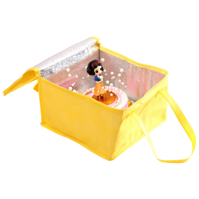 Custom Logo Promotional Insulated Thermal Food Delivery Tote Non Woven Lunch Cake Ice Cream Cooler Bag