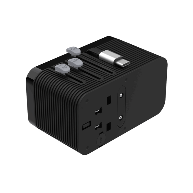 Universeller Reiseadapter mit kompatiblem Ladegerät für Smartwatches und Kopfhörer, mit USB-Anschlüssen