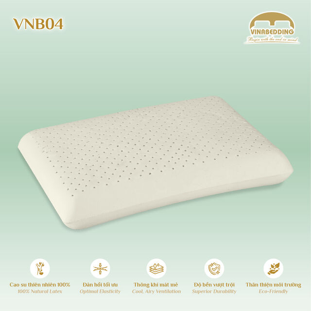 Oreiller Vinabedding VinaCloud 04 en Latex 100% Naturel, Oreiller Classique Ovale Peluche Nuageux dans une Boîte Cadeau de Luxe