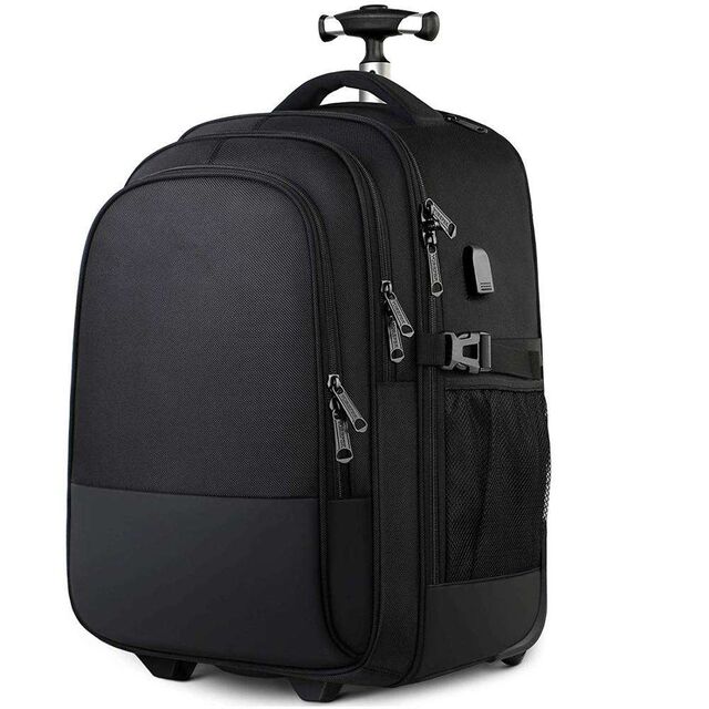 Large Rolling Wheeled Backpack Business Travel Carry on Luggage Suitcase Bag Durable Roller College School Computer Book Bag