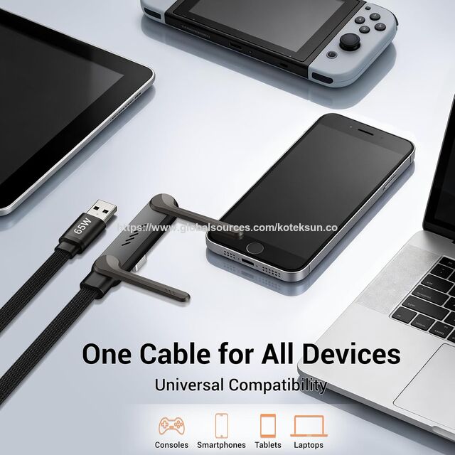 Invisible Holder Charger Cable, USB C to C PD 240W Fast Charging Cable with 360-degree Adjustable Metal Stand, 2-in-1 Holder