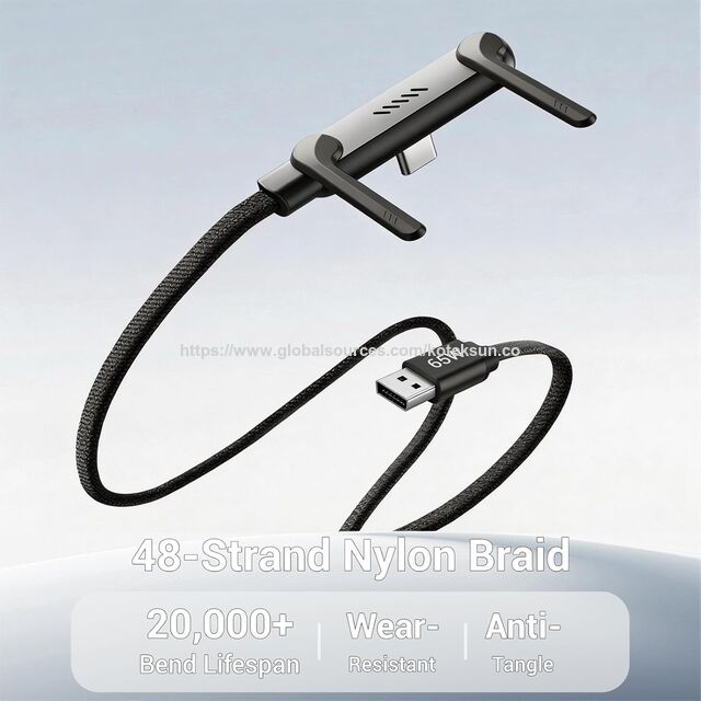 Invisible Holder Charger Cable, USB C to C PD 240W Fast Charging Cable with 360-degree Adjustable Metal Stand, 2-in-1 Holder