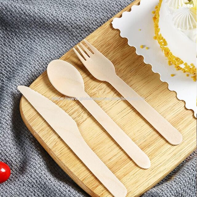Colher de madeira descartável premium de 160 mm para comer sopa, café, chocolate, sorvete, bolo, sobremesa, festa, pequenos utensílios