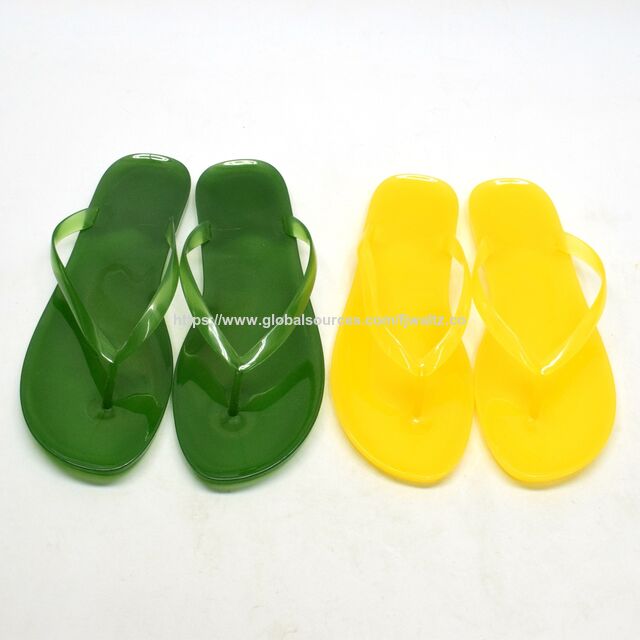 Women's Transparent Jelly Flip Flops, Summer Beach PVC Sandals-Green