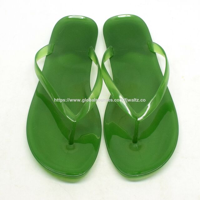 Women's Transparent Jelly Flip Flops, Summer Beach PVC Sandals-Green