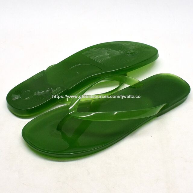 Women's Transparent Jelly Flip Flops, Summer Beach PVC Sandals-Green