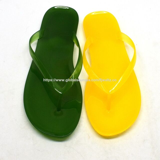 Women's Transparent Jelly Flip Flops, Summer Beach PVC Sandals-Green