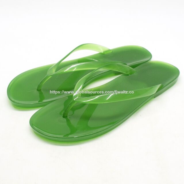 Women's Transparent Jelly Flip Flops, Summer Beach PVC Sandals-Green