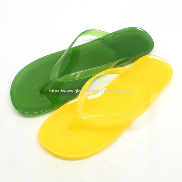 Women's Transparent Jelly Flip Flops, Summer Beach PVC Sandals-Green