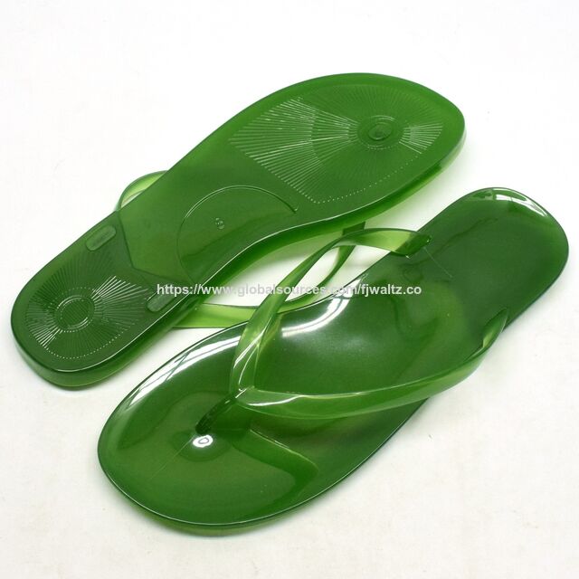 Women's Transparent Jelly Flip Flops, Summer Beach PVC Sandals-Green