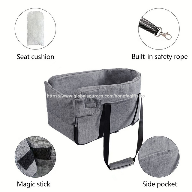 Asiento de coche para perros pequeños, asiento elevador para mascotas con consola central para coche, asiento para cachorros para perros pequeños