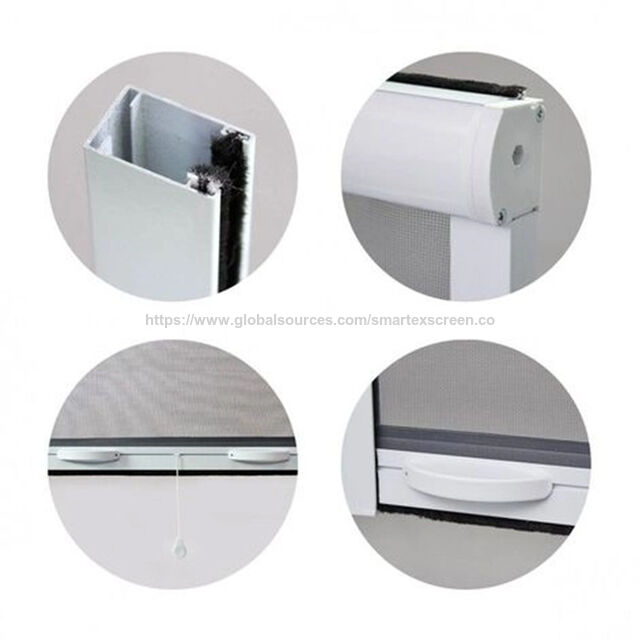 Mosquitera Retráctil de Fibra de Vidrio de Venta Caliente con Marco de Aluminio, Malla para Moscas Corredera y Plegable, Ventana Enrollable