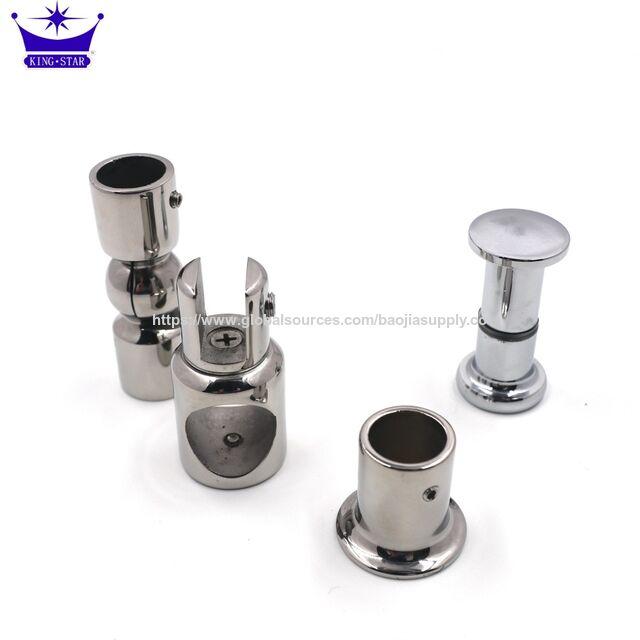 Adjustable Stainless Steel Rod Connector Polished Finish Heavy Duty Frame Hardware for Secure Curtain and Display Rack Mounting