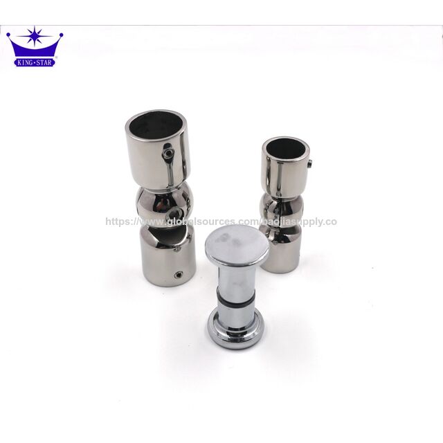 Adjustable Stainless Steel Rod Connector Polished Finish Heavy Duty Frame Hardware for Secure Curtain and Display Rack Mounting