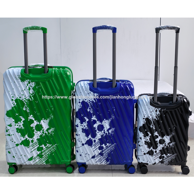 Custom Printed ABS+PC Hard Shell Travel Luggage Set Spinner Wheel Carry on Luggage Promotional Business Suitcase Maleta