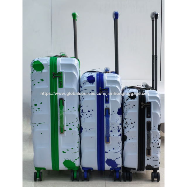 Custom Printed ABS+PC Hard Shell Travel Luggage Set Spinner Wheel Carry on Luggage Promotional Business Suitcase Maleta