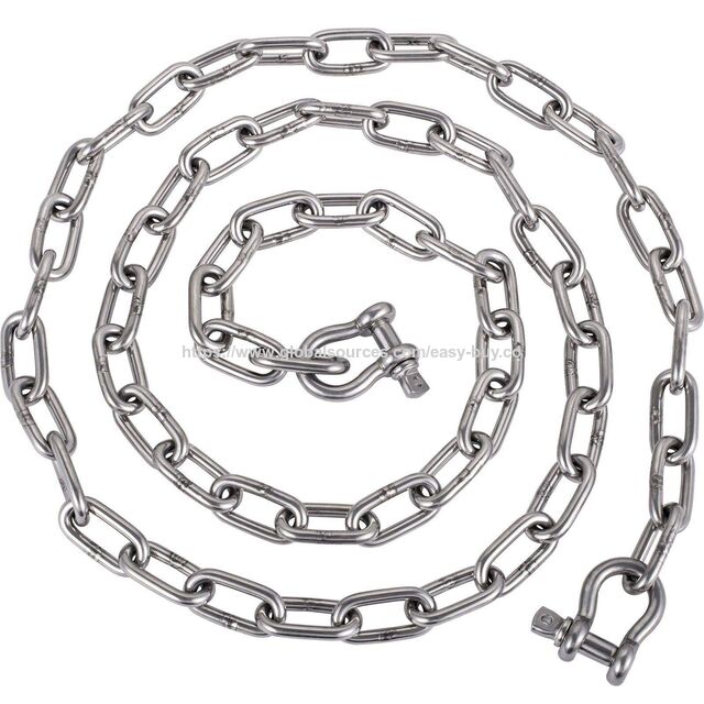 Ankerketten 316 Edelstahl Ankerkette 6 Fuß mit 3/8" Schäkel für Kleinboote Bootsanker