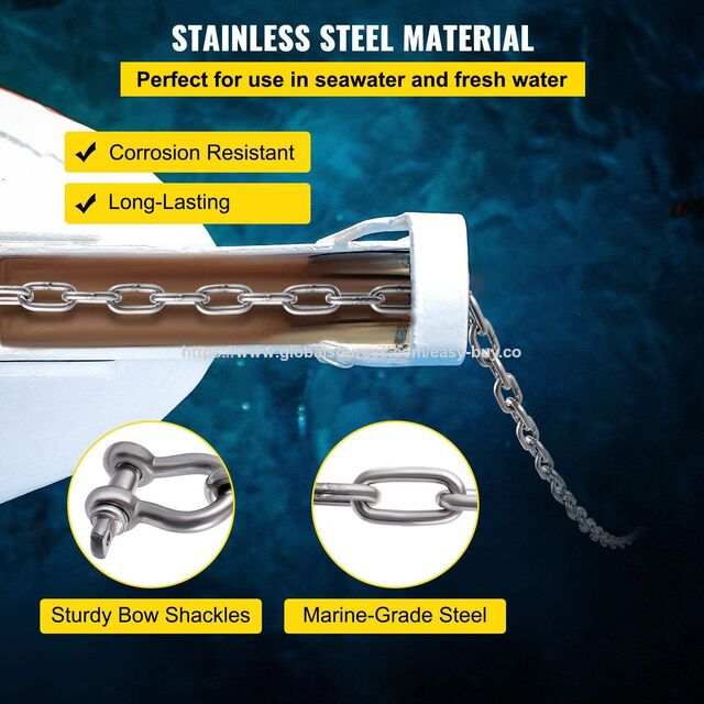 Ankerketten 316 Edelstahl Ankerkette 6 Fuß mit 3/8" Schäkel für Kleinboote Bootsanker
