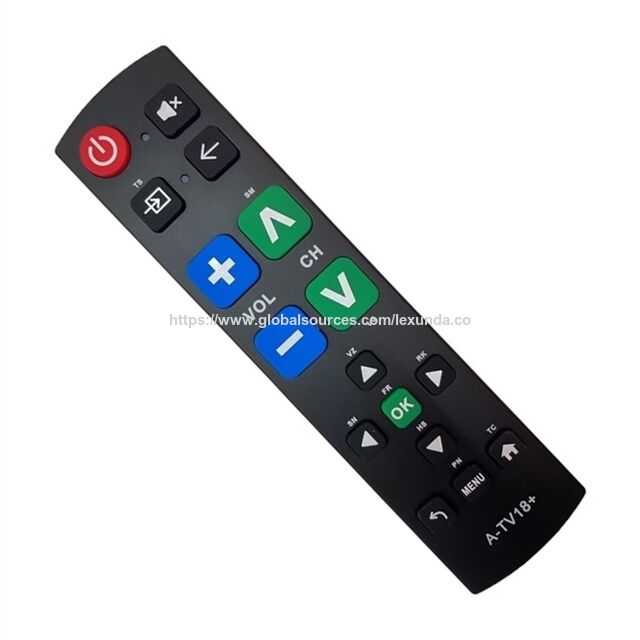 Télécommande TV Universelle A52T A-TV18+ à Gros Boutons pour Seniors, Facile à Utiliser et à Configurer avec Fonctions d'Apprentissage pour les Grandes Marques de TV