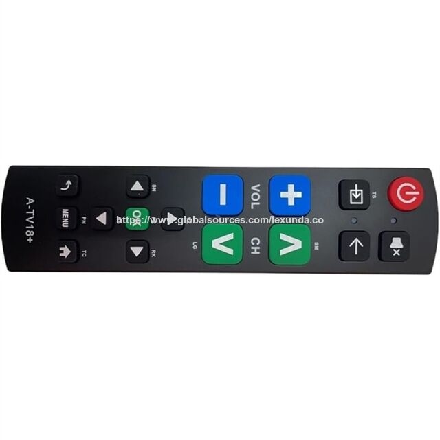 Télécommande TV Universelle A52T A-TV18+ à Gros Boutons pour Seniors, Facile à Utiliser et à Configurer avec Fonctions d'Apprentissage pour les Grandes Marques de TV