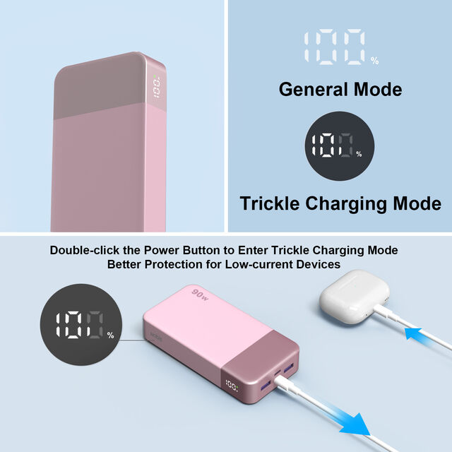Power Bank Universal 90W dengan Port USB-C dan USB-A untuk Pengisian Daya yang Aman dan Efisien